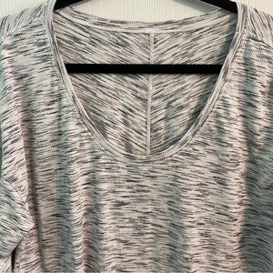 Lululemon White Black Heather Long Sleeve T Shirt Lightweight Athleisure Size XL